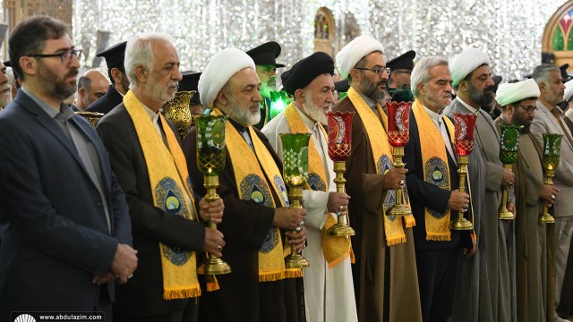 حال و هوای آیین خطبه خوانی خادمین حرم مطهر حضرت عبدالعظیم(ع) در سالروز ولادت آن حضرت